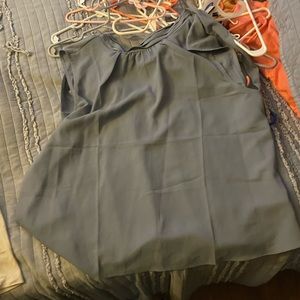 NWOT H and M Tie Back Suiting Blouse in grey/blue Size XXL